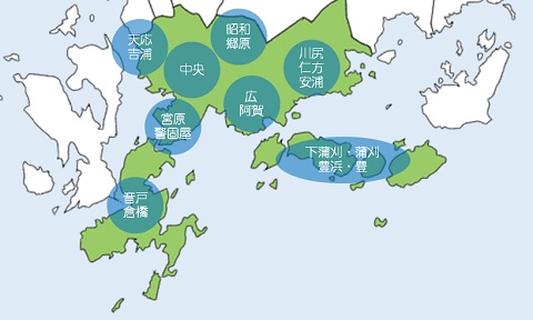 施設使用料改定　地域別リンク先マップ