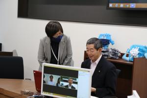 台湾・基隆市長とのＷＥＢ対話（マスク寄附受納に対する謝意）