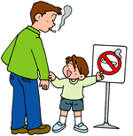 喫煙するお父さんと子供