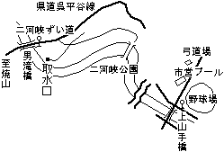 二河（にこう）の井手跡付近の地図