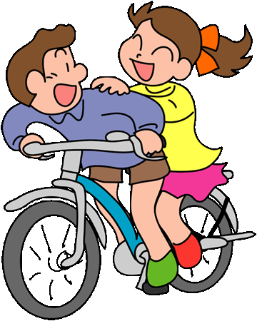 自転車を二人乗りしているイラスト