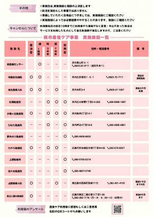 呉市産後ケアのご案内チラシ