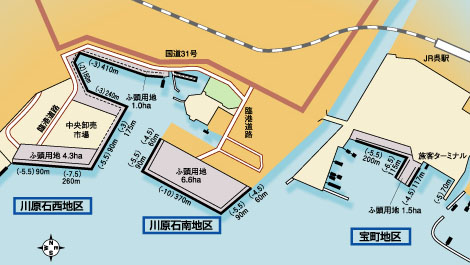 川原石地区港湾地図