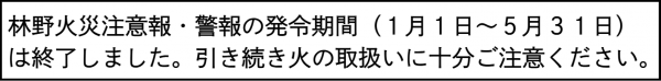 林野火災注意報期間終了